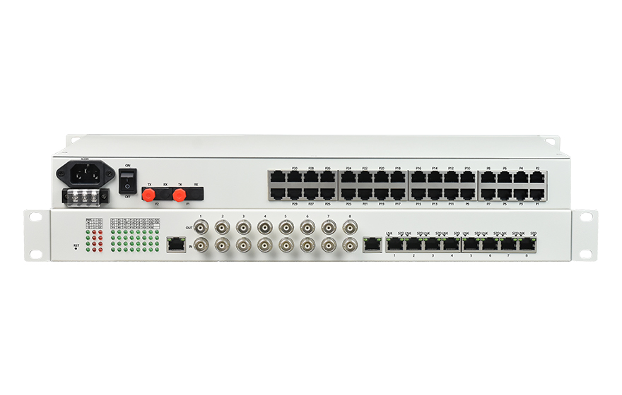 飛暢科技-32路電話+8E1+8FE物理隔離（1+1光備份，19英寸）電話光端機