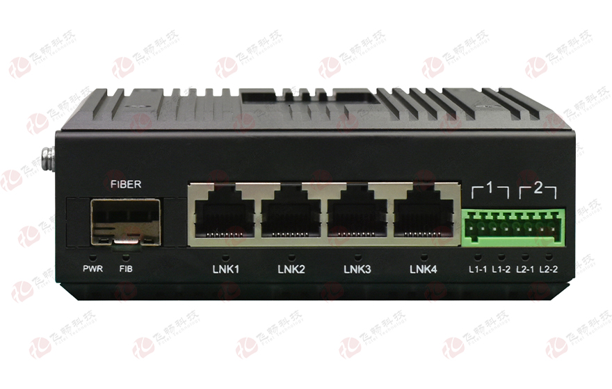 飛暢科技-工業(yè)軌式2路串口／4路開關(guān)量+4路千兆電 光端機(jī)